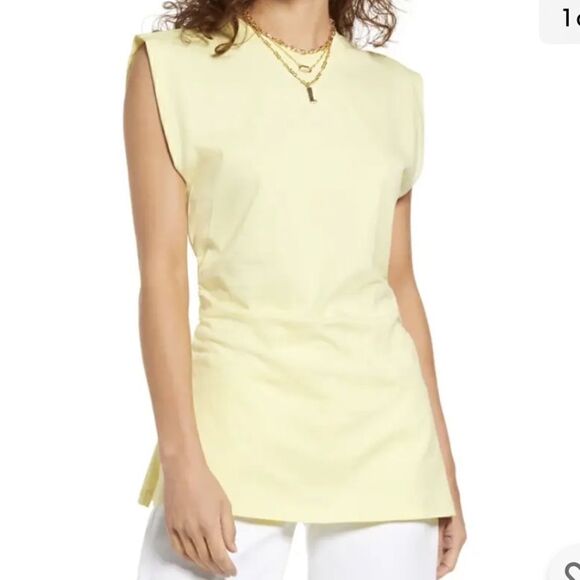 Open Edit Side Ruched Sleeveless Tunic Organic Cotton Size L NWOT - Picture 1 of 9